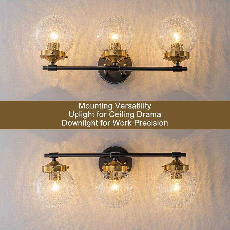 Crackled Glass Globe Wall Sconce Modern Vanity Light