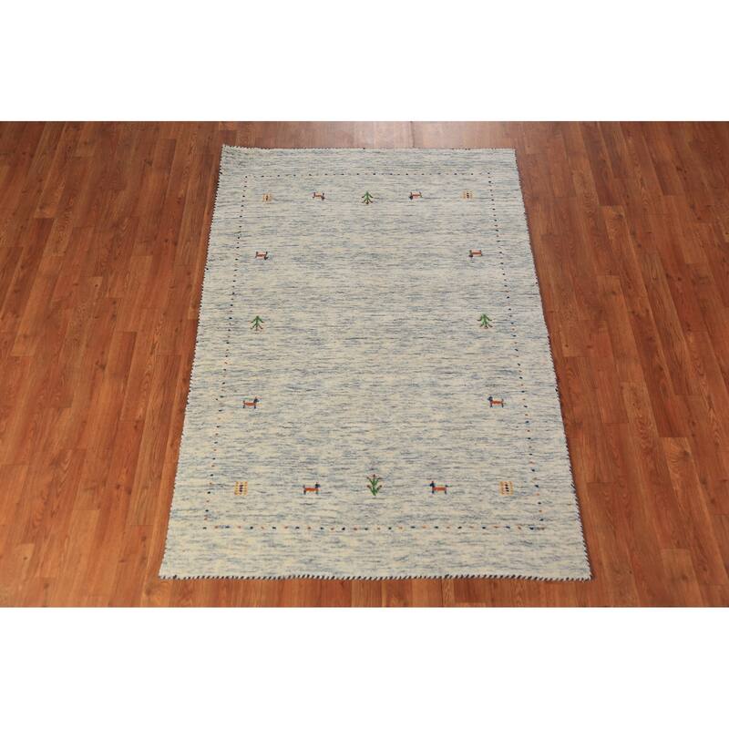 Little Animals Tribal Gabbeh Oriental Area Rug Handmade Wool Carpet - 3'11" x 5'9"