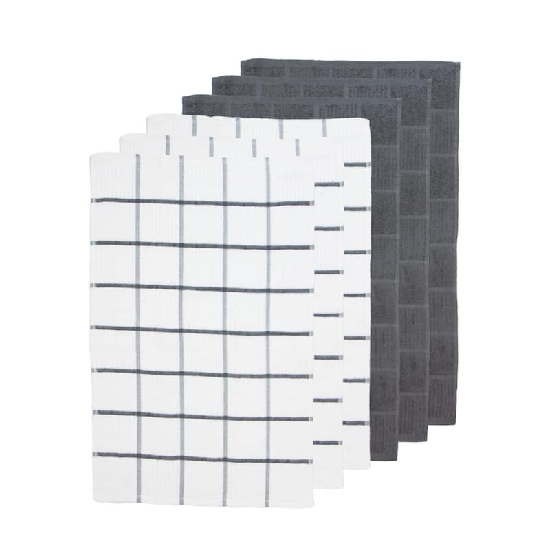 The Sloppy Chef Premier 6-Piece Windopane Kitchen Towels - 15x25