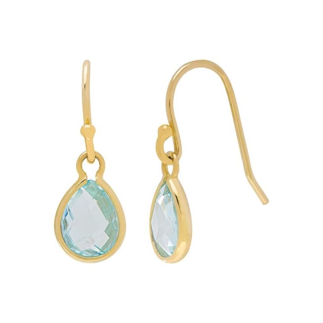 Gold Plated Sterling Silver Blue Topaz Pear Fishwire Earrings