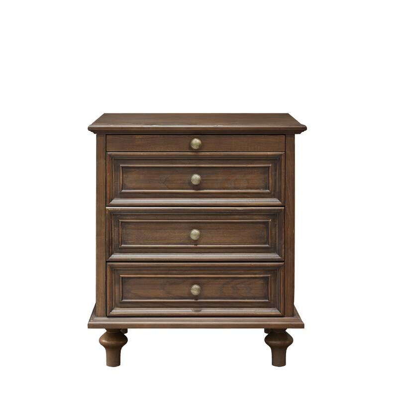 Nightstands with 4 Drawer,Wood Storage End Table with Hidden Pull-Out Shelf, with 4 Solid Wood Feet and Metal Handle