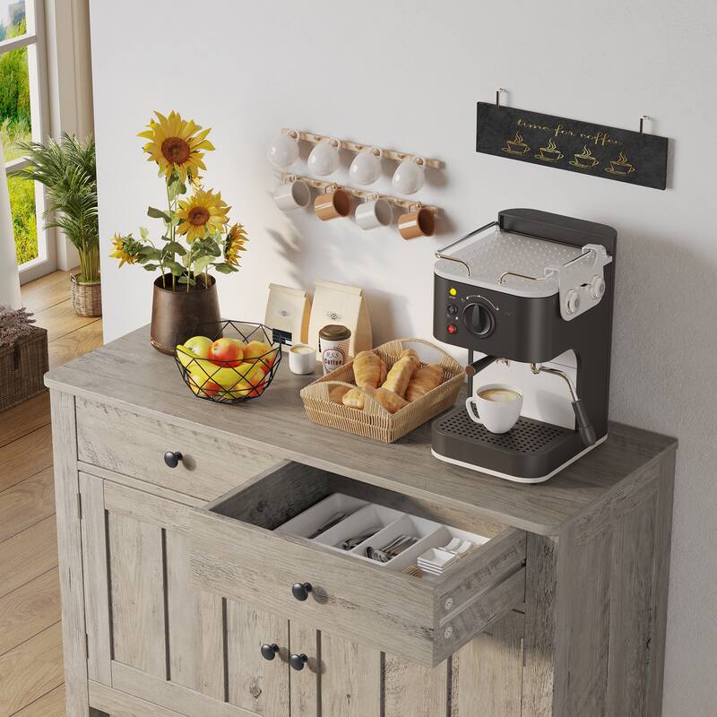 Sofa Table with Open Storage Shelf, Farmhouse Console Table Kitchen Buffet Sideboard with Drawers