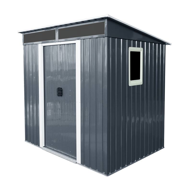 GDF Studio - Jarvi Outdoor Metal Storage Shed with Window and Transparent Roof Panel