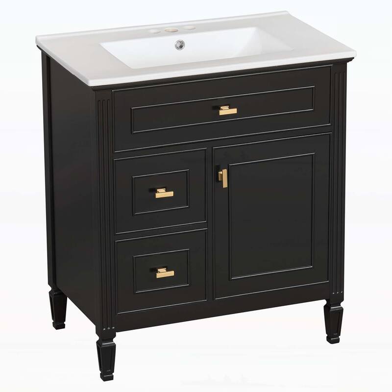 Freestanding Vanity Set with One Flip Drawer and Two Drawers,Adjustable Shelf