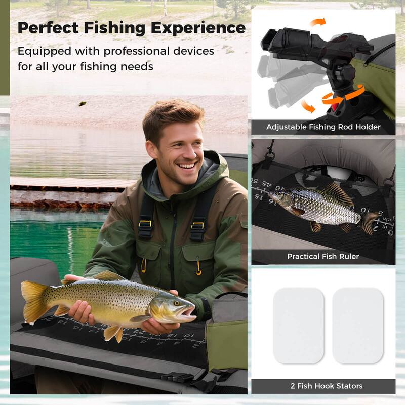 Goplus Inflatable Fishing Boat 350 LBS Fishing Float Tube with Fishing - See Details