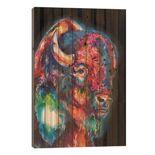Buffalo On Black Print On Wood by Weekday Best - Multi-Color