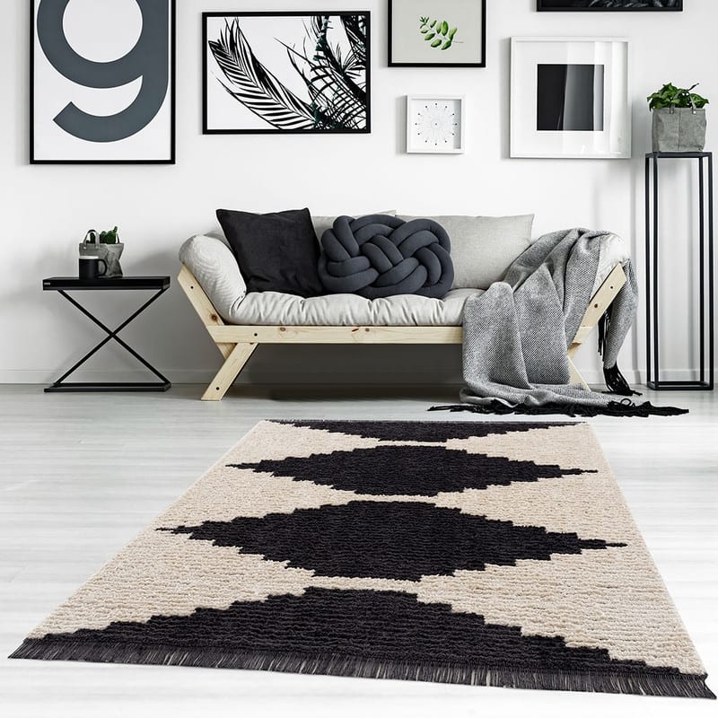 Black & Ivory Modern Area Rug - 6'x9'