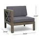 preview thumbnail 22 of 25, 2-Piece Acacia Wood Outdoor Sectional Sofa Set with Water-Resistant Cushions, Ottoman, and Coffee Table - Patio Furniture set