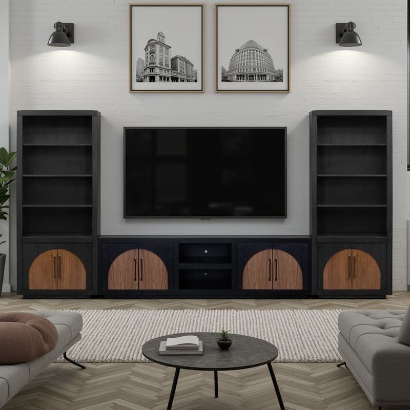 Bridgevine Home 78 inch High Bookcase Pier, No Assembly Required, Two-Tone Finish