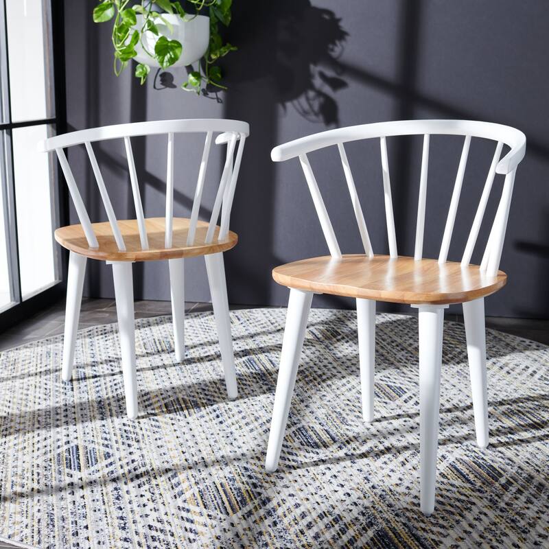 SAFAVIEH Sherene Country Classic Dining Dining Chair (Set of 2) - 21.3" W x 20.5" L x 29.9" H - 21"Wx21"Dx30"H - Natural/White