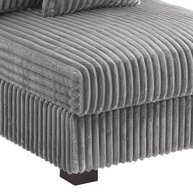 79" W Upholstered Plush Corduroy Sectional Modular Sofa with Ottoman
