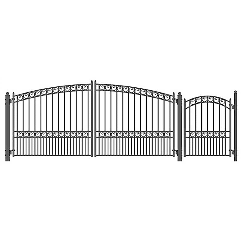 ALEKO Steel Dual Paris Style Driveway 14 ft with Pedestrian Gate - 14 ft x 6 ft / 5 ft x 4 ft