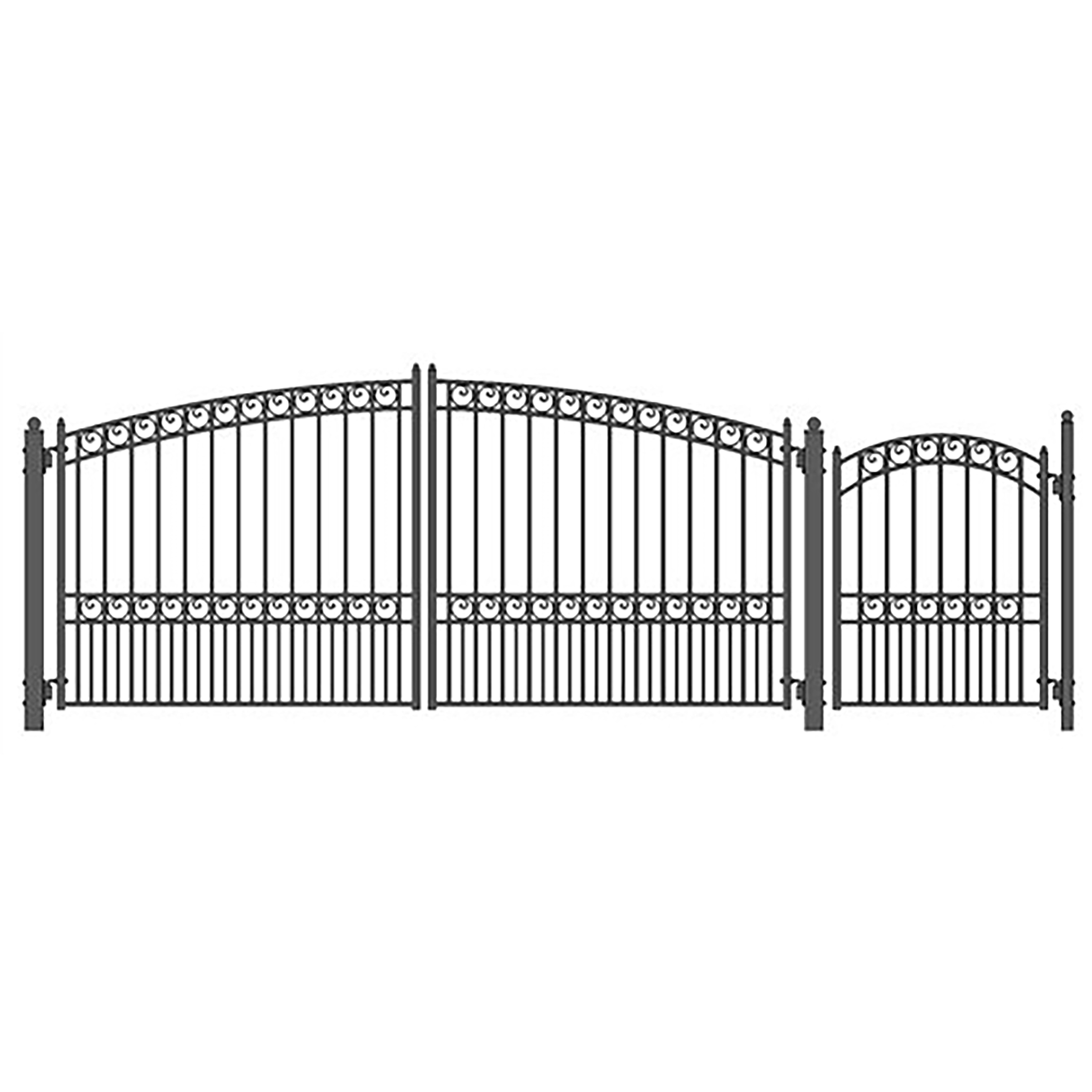ALEKO Steel Dual Paris Style Driveway 14 ft with Pedestrian Gate - 14 ft x 6 ft / 5 ft x 4 ft