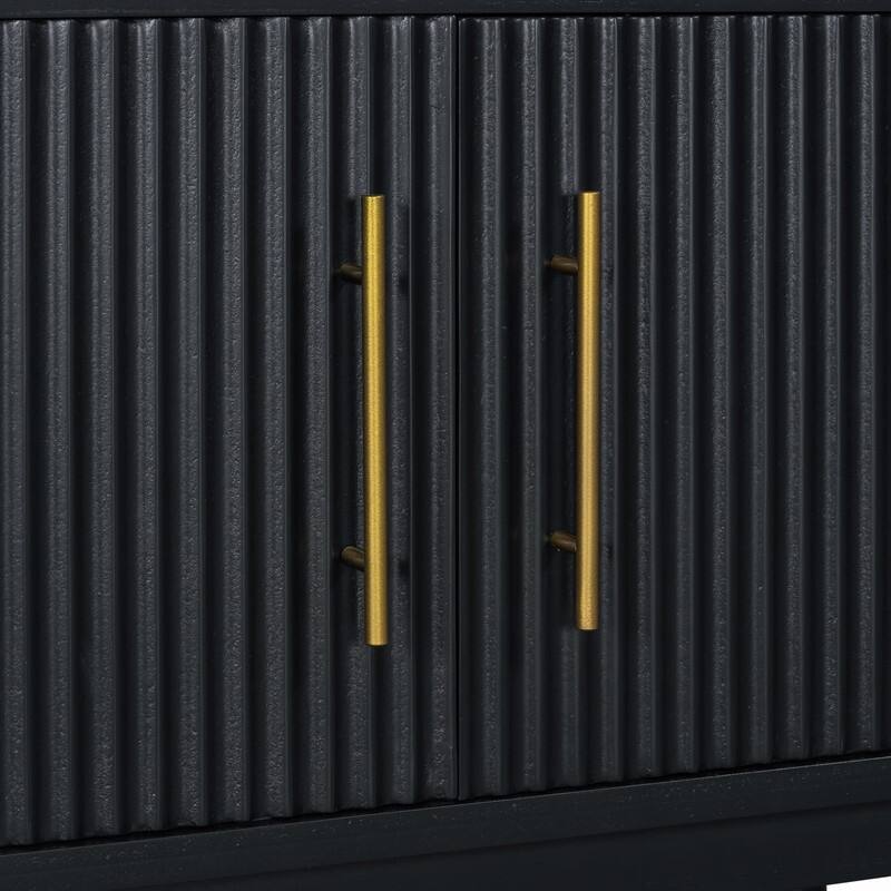 Modern TV Stand with Vertical Striped Sliding Doors for TVs Up to 75"