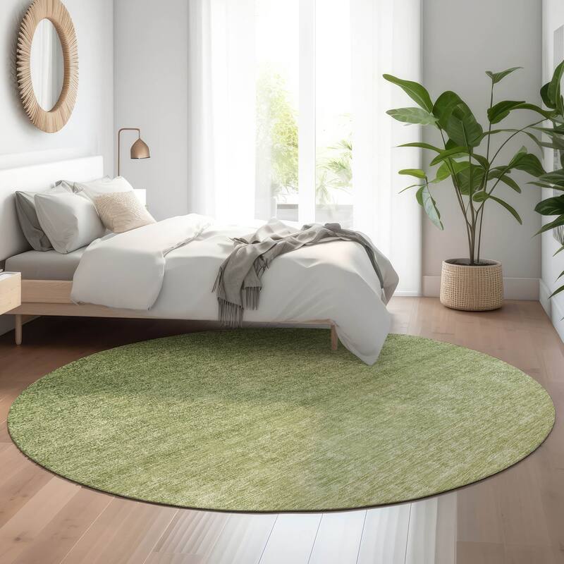 Premium Washable Super Soft Solid Ombre Mayfield Rug - Green - 8' x 8' - Round