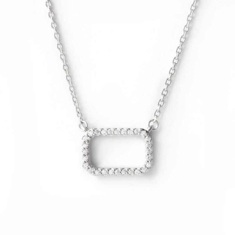 1/10ct Diamond Geometric Pendant Necklace in Silver for Women