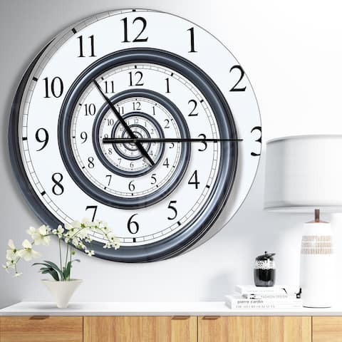 Designart 'Time Spiral Analog Wall' Oversized Contemporary Wall Clock