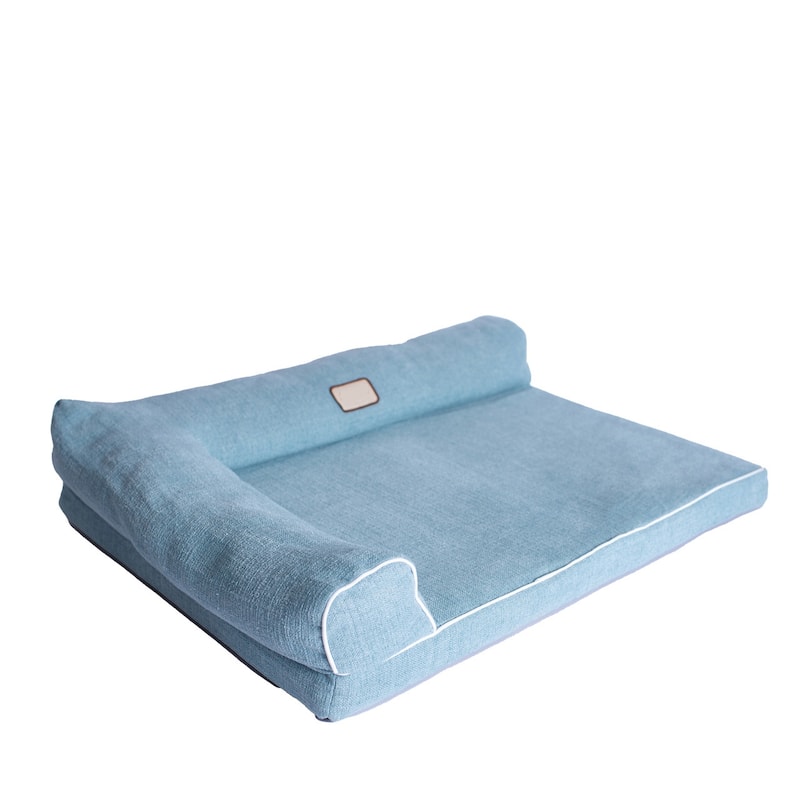 Medium Bolstered Pet Bed Cushion With Poly Fill Cushion, SoothIng Blue - 31" x 23" x 7"