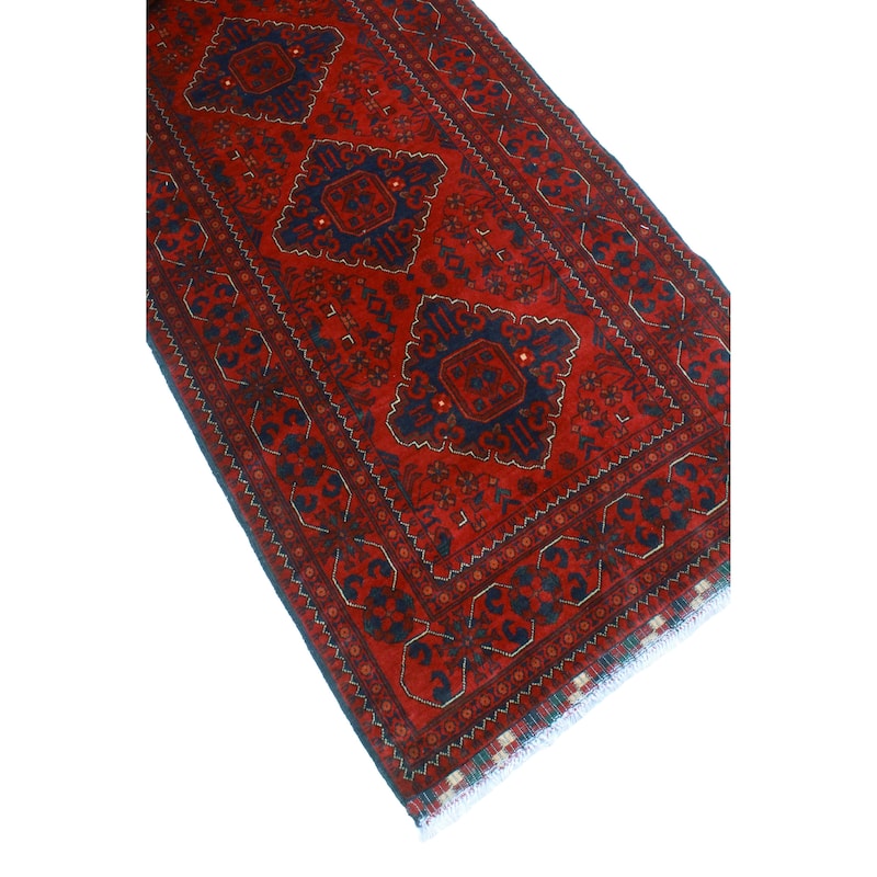 Khamyab Tatiana Red/Navy Runner - 3'0" x 12'8"