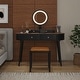 preview thumbnail 36 of 38, Costway Solid Wood Makeup Vanity Desk Set with LED Lighted Mirror