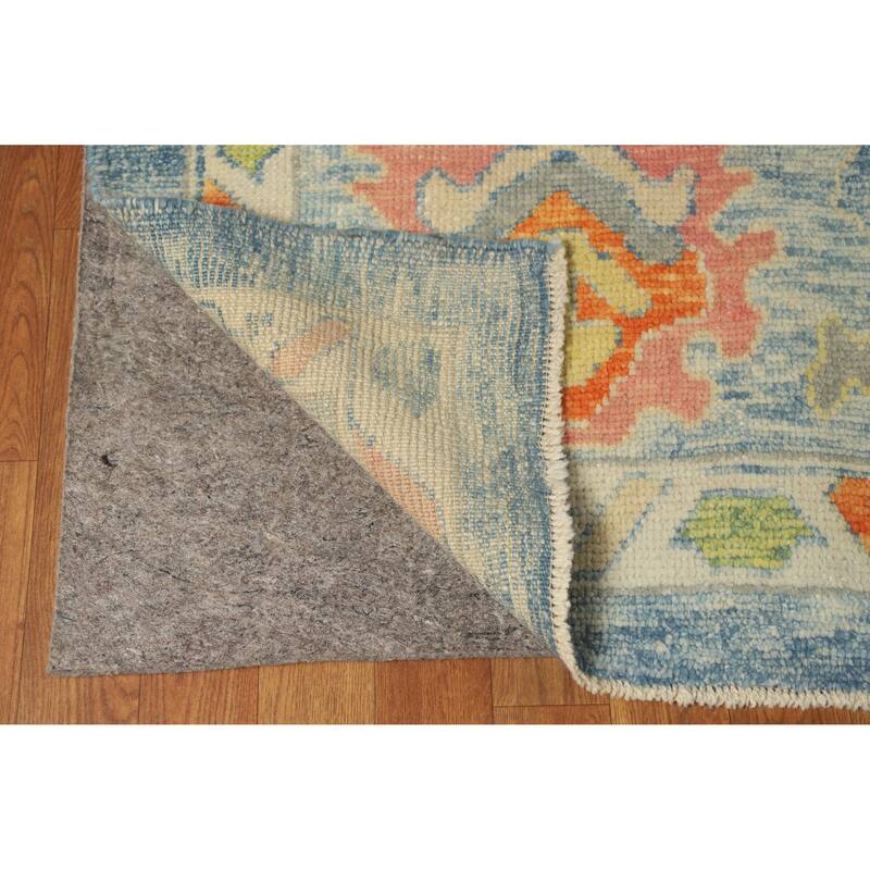 Hand Knotted Oriental 100% Wool Carpet Transitional All-Over Navy Blue & Blues Oushak Area Rug - 12' 9'' X 9' 4''