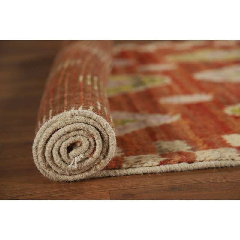 Orange Moroccan Oriental Runner Rug Handmade Hallway Wool Carpet - 3'5" x 15'10"