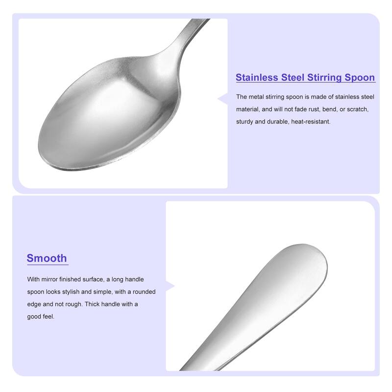 4Pcs 7.5-Inch Stainless Steel Ice Cream Spoon Long Handle Spoon