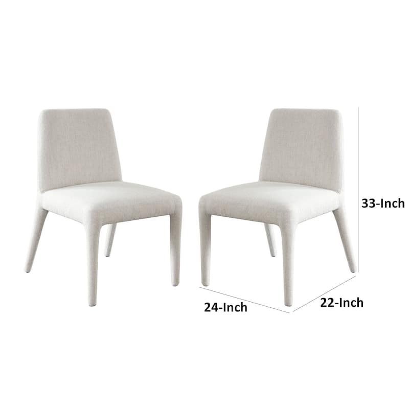 Hena Dining Side Chair Set of 2, Light Oat Polyester Upholstered Frame
