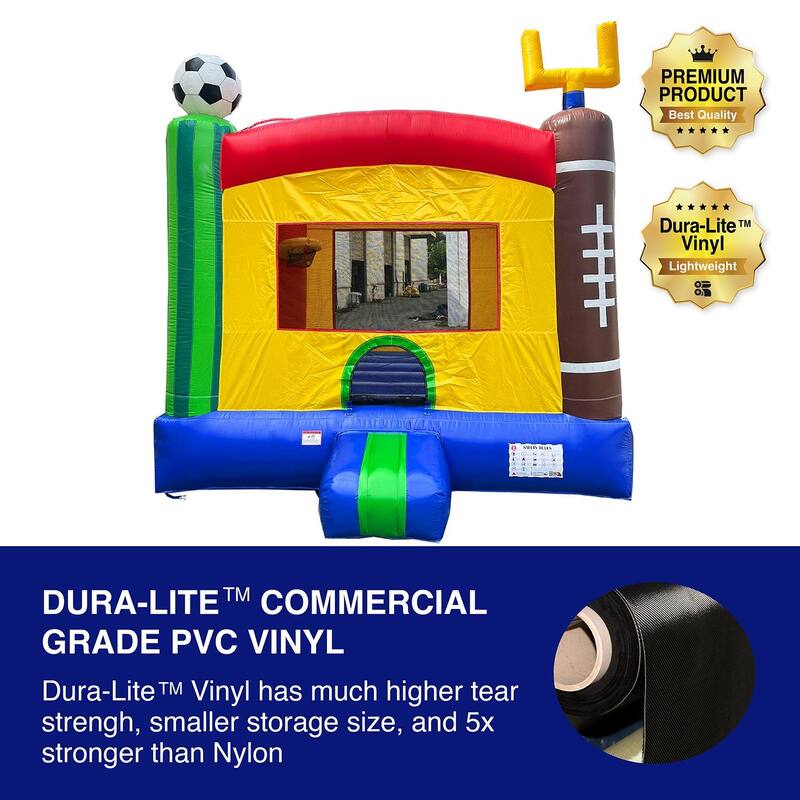 HeroKiddo 13' x 13' Sports Commercial Grade Inflatable Bounce House for Kids & Adults with Air Blower, LightWeight, Outdoor Fun