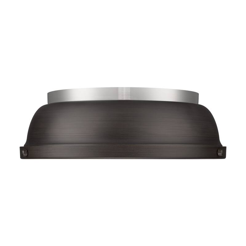 Yep by Golden Lighting Duncan 2-light Flush Mount in Pewter and Rubbed Bronze shade