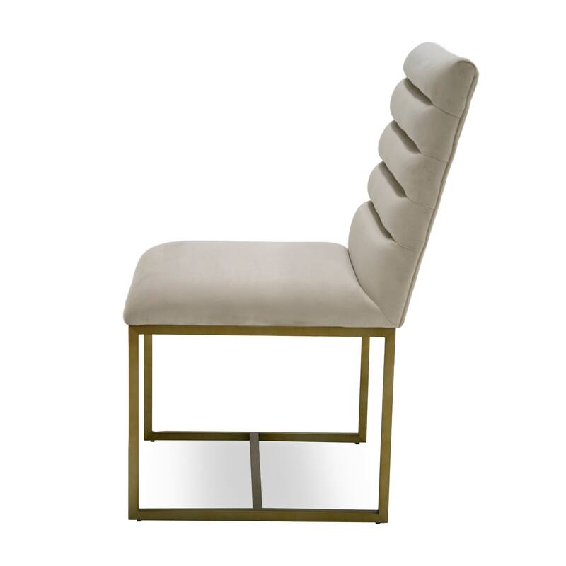 Modrest Barker Modern Beige & Brush Gold Dining Chair (Set of 2)