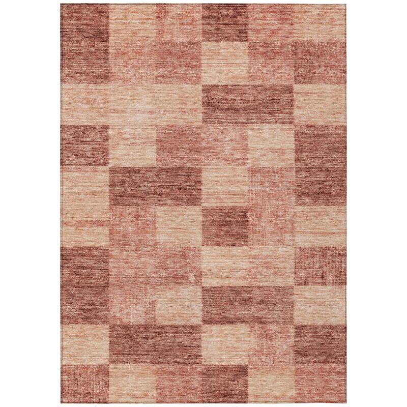 Machine Washable Indoor/ Outdoor Checker Chantille Rug
