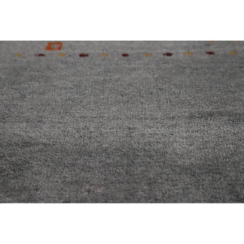 Hand Knotted Oriental 100% Wool Carpet Tribal Animal Pictorial Greys & Charcoal Gabbeh Area Rug - 7' 10'' X 5' 0''