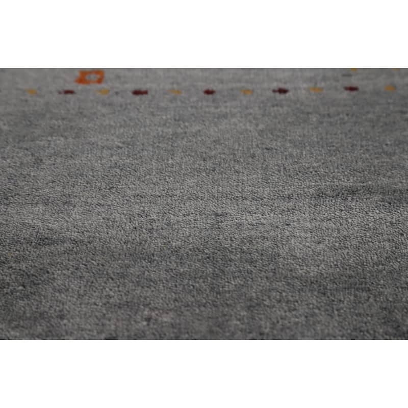Tribal Gray Gabbeh Indian Area Rug Handmade Wool Carpet - 5'0" x 7'10"