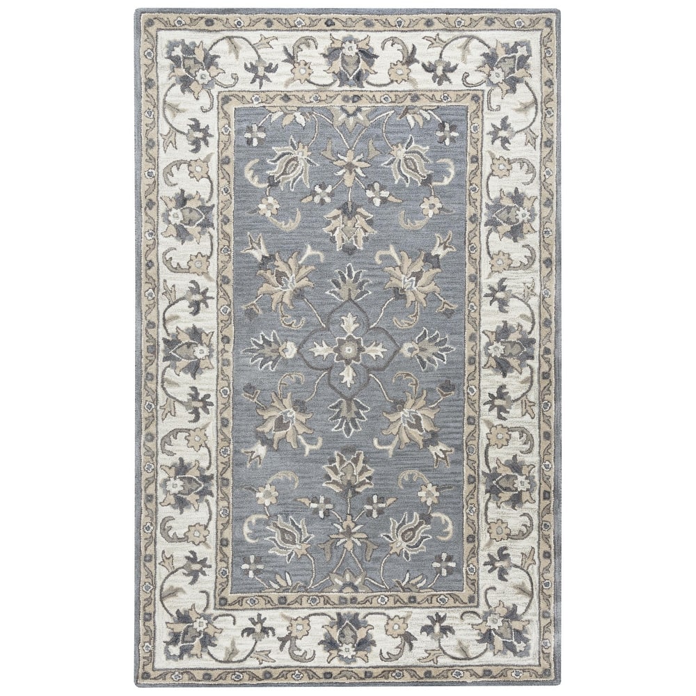Alora Decor Liberty Traditional Hand-Tufted Bordered Grey/Tan Area Rug