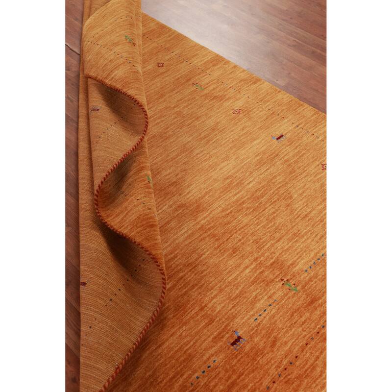 Hand Knotted Oriental 100% Wool Carpet Tribal Stripe Oranges & Rust Gabbeh Area Rug - 8' 0'' X 4' 11''