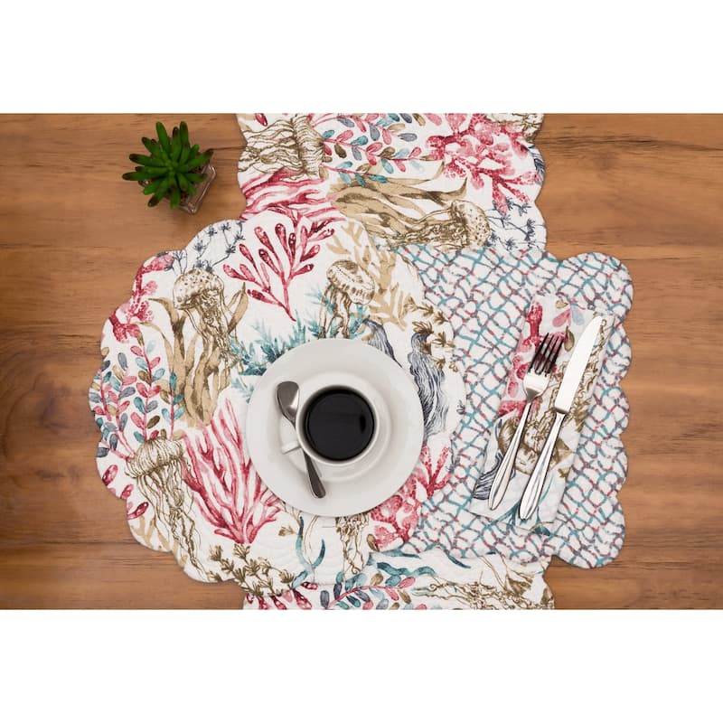 Delphina Reef Round Cotton Placemat Machine Washable Set of 6