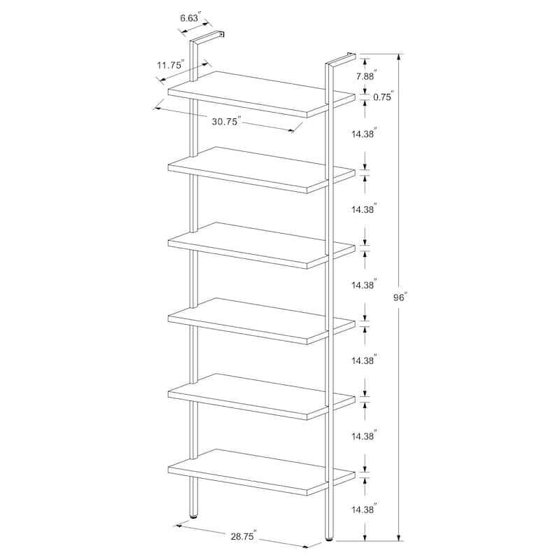 Owens 31-Inch 6-Shelf Wall Bookshelf Walnut