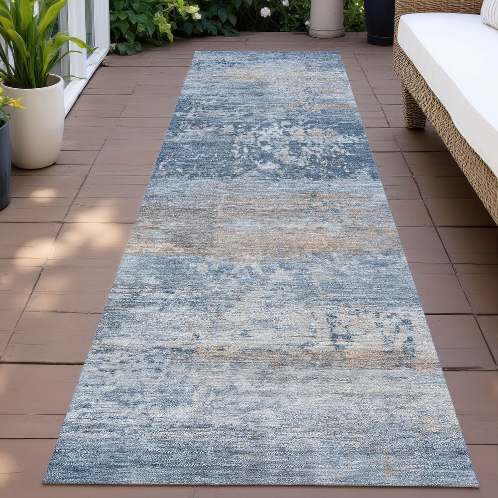 Machine Washable Indoor/Outdoor Contemporary Chantille Rug