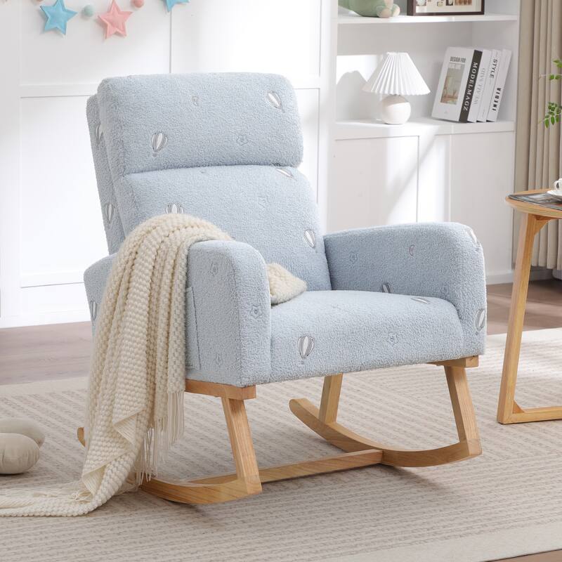 HOMYKA 28" Wide Rocking Chair for Nursery with Solid Wood Leg