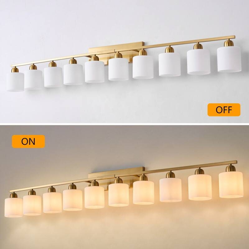 Modern Bathroom Vanity Light With Frosted Milk Glass Shades