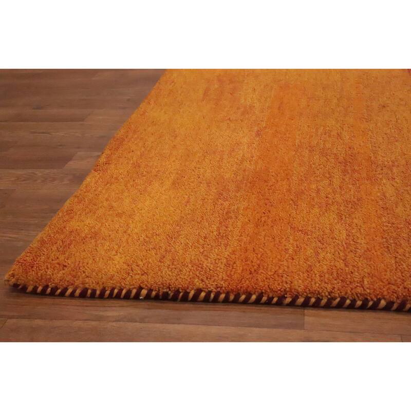 Hand Knotted Oriental 100% Wool Carpet Modern Stripe Oranges & Rust Gabbeh Area Rug - 7' 11'' X 5' 8''