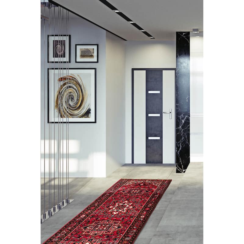 ECARPETGALLERY Hand-knotted Sarabi Red Wool Rug - 3'10 x 10'10