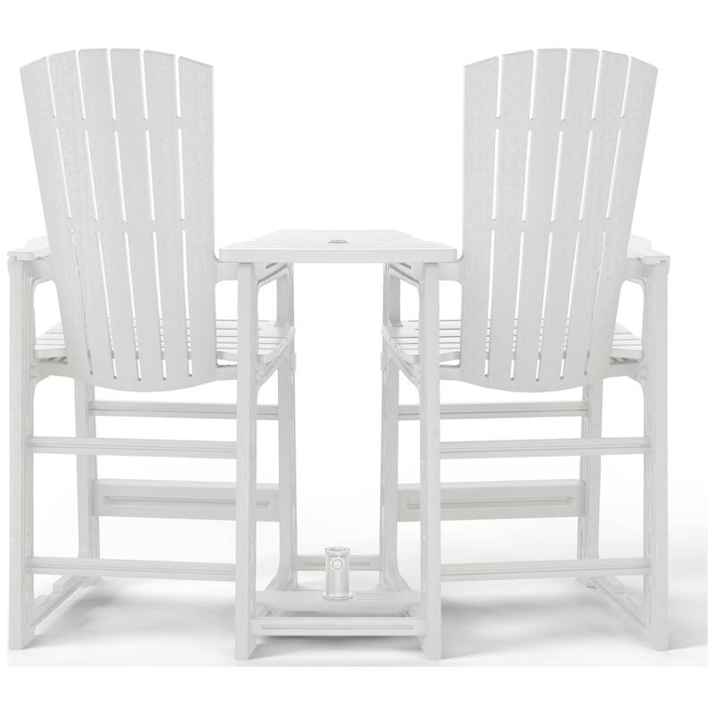 Polytrends Coastline Outdoor Poly Bar Chair Set with Connecting Tray & Cup Holder