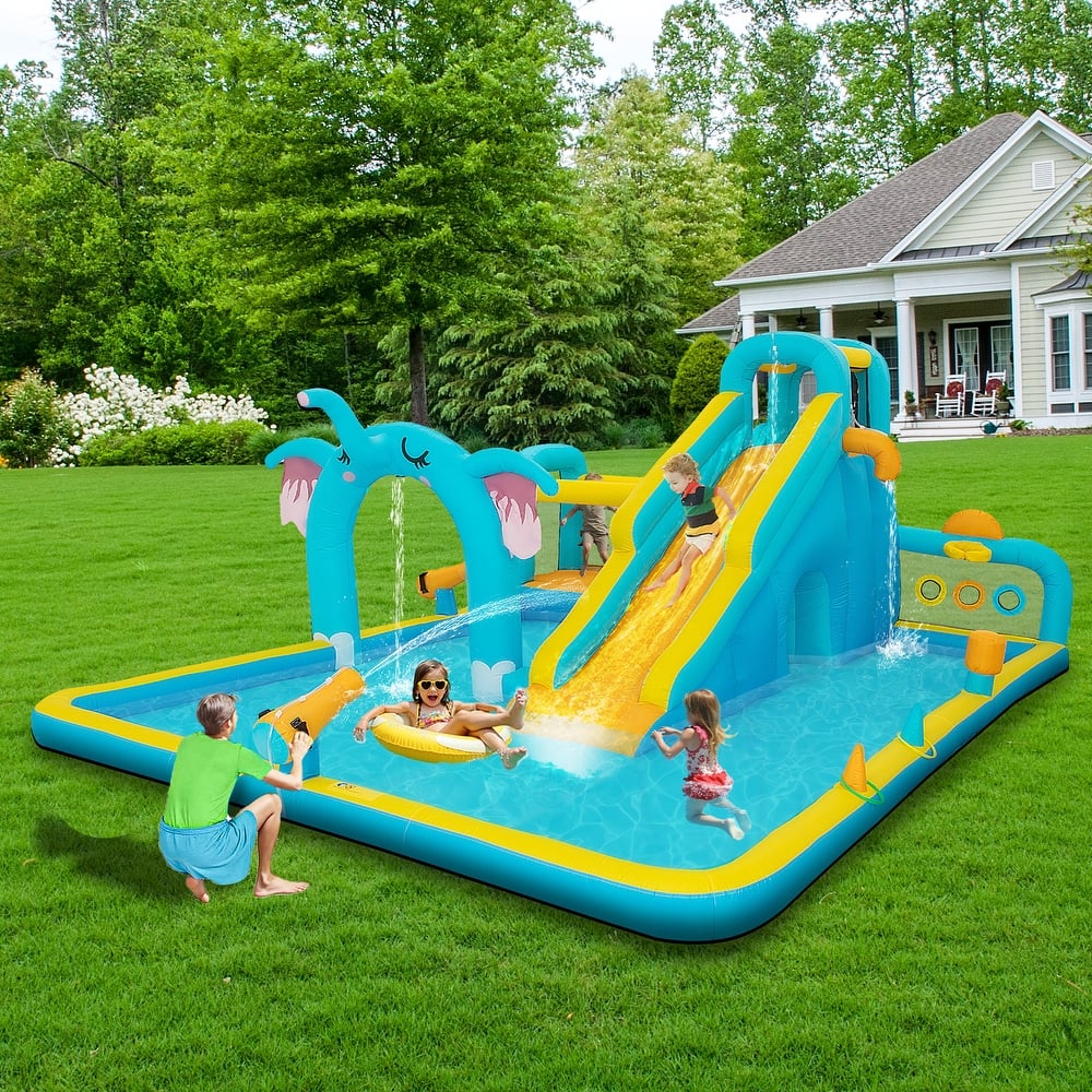 Inflatable Bounce House with Water Slide for Kids Includes Air Blower