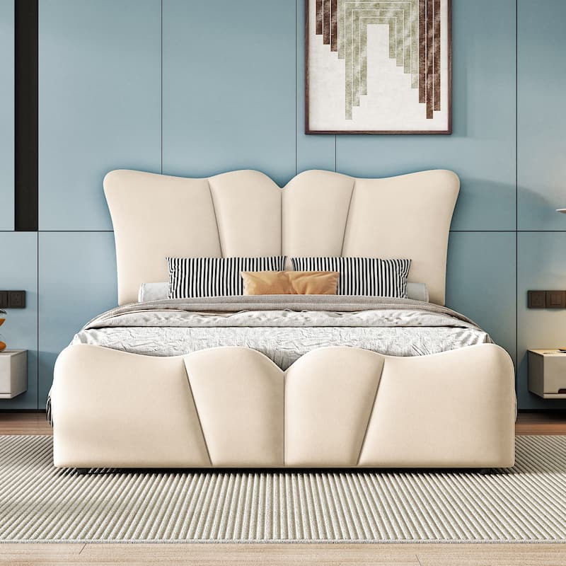Twin Size Velvet Upholstered Platform Bed
