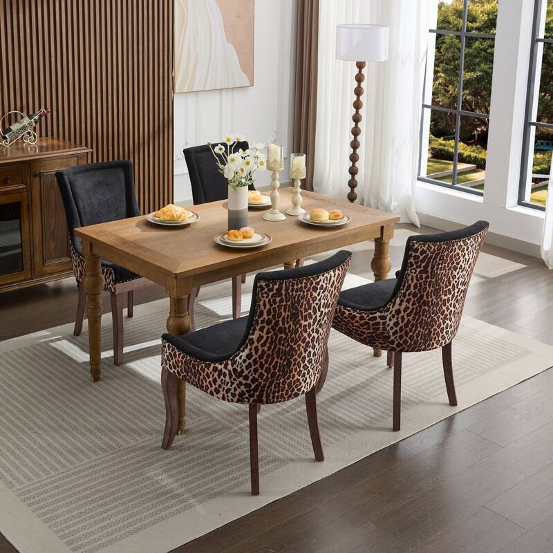 Ultra Side Dining Chair Set of 2, Thickened Fabric Upholstered Dining Chair, Kitchen Chairs with Solid Wood Legs & Nailhead Trim