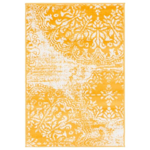 Unique Loom Grand Sofia Vintage Floral Area Rug or Runner Yellow 2.2
