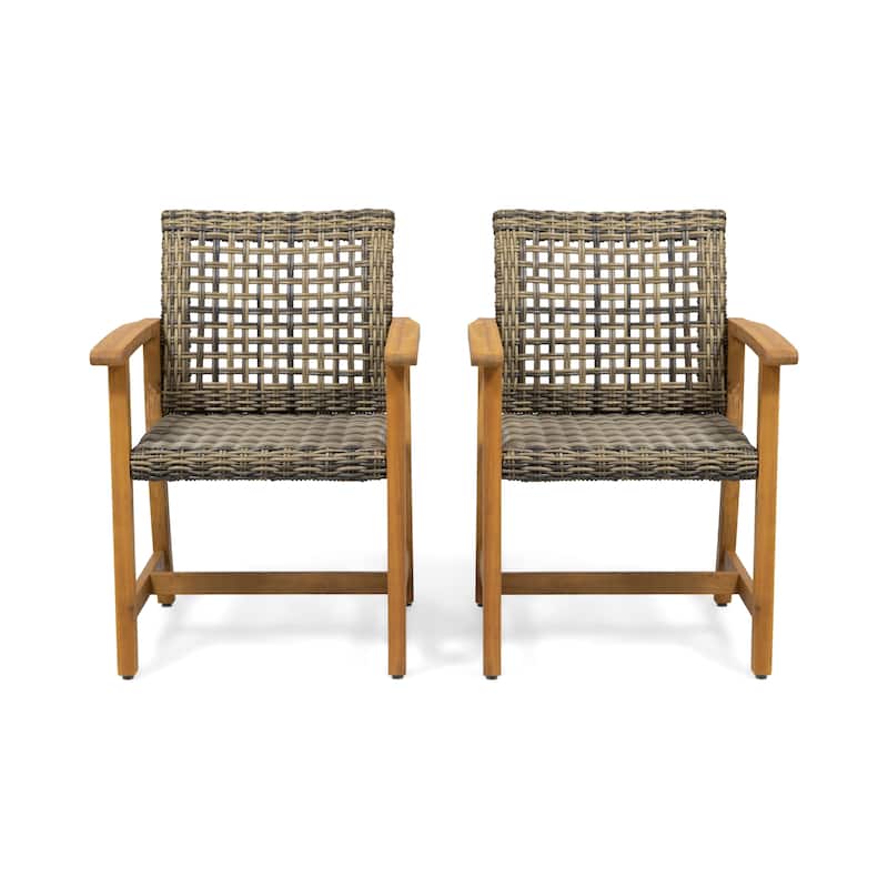 Exquisite Wood and Wicker Dining Chair(Set of 2)