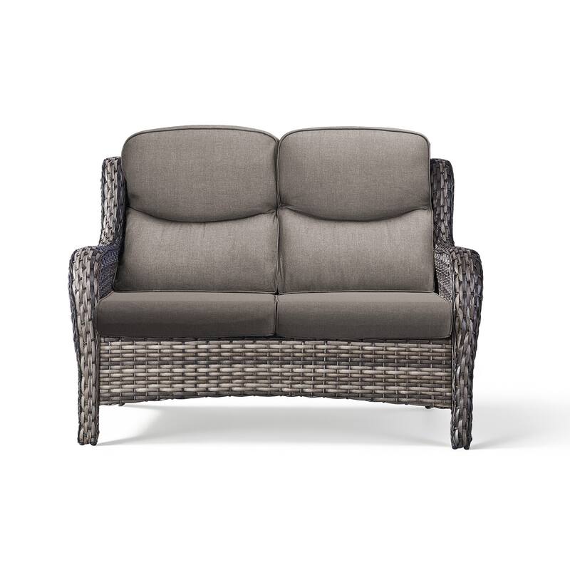 Pocassy Outdoor 2 Person Sofa Patio Loveseat with Comfy Cushions